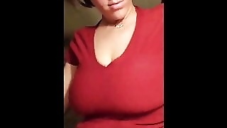 Christy sucks her own biggest boobs