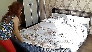 caught the maid making the bed