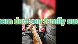 Indian housewife sucks dad's and sonâ€™s dicks and swallows cum