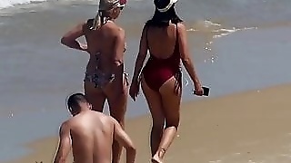Cool big booty in a red swimsuit
